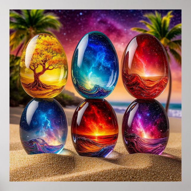 Künstlerische Eier mit kosmischen Themen Poster (Vorne)