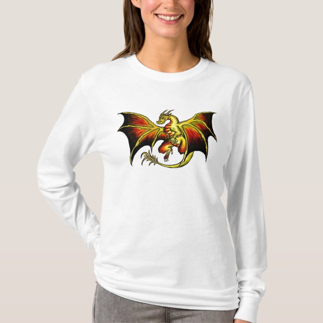 Künstlerische Einstellung bunter Drachen Ladys hoo T-Shirt (Vorderseite)