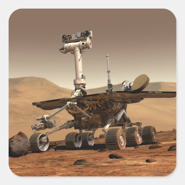 Künstlerische Endition von Mars Rover Quadratischer Aufkleber (Vorderseite)
