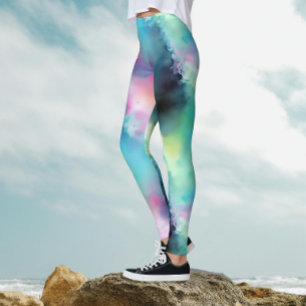 Künstlerische Farbenfrohe Aurora Borealis Lights Leggings