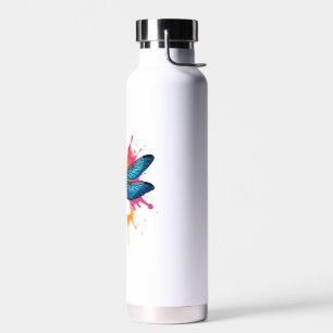 Künstlerische farbenfrohe Pop-Art bemalte Libelle Trinkflasche