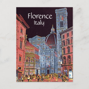 Künstlerische Florenz Italien Straßenszene mit Duo Postkarte