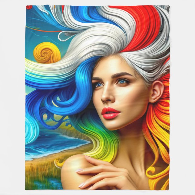 Künstlerische Frau Fleecedecke (Vorderseite)