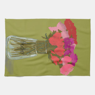 Künstlerische fröhliche Blume in Vase +Individuell Geschirrtuch