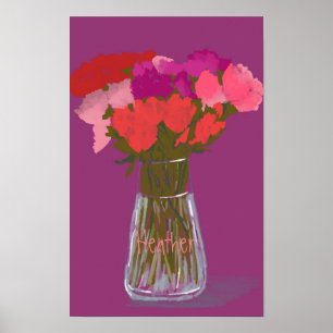 Künstlerische fröhliche Blume in Vase +Individuell Poster