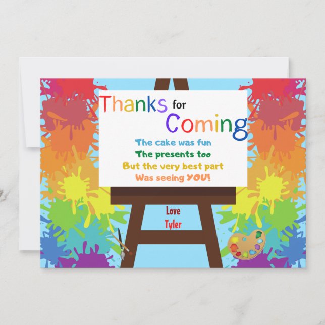 Künstlerische Geburtstagsparty Danke Karte (Vorderseite)