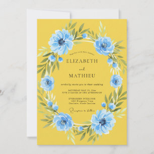 Künstlerische Gelbe Kornblumen-Wildblumen-Hochzeit Einladung
