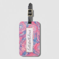 Künstlerische Girly Pink Blue Paint Floral Illustr
