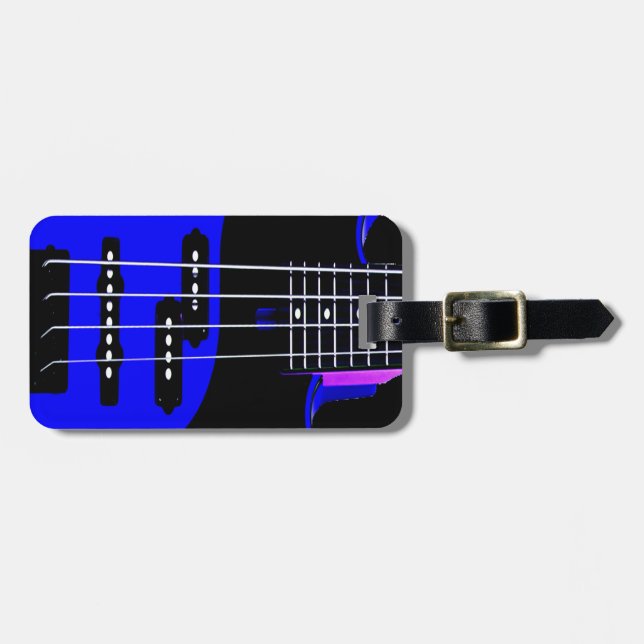 Künstlerische Gitarre Blau und Schwarz Gepäckanhänger (Vorderseite horizontal)