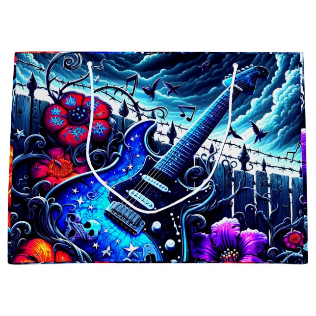 Künstlerische Gitarre Große Geschenktüte (Vorderseite)
