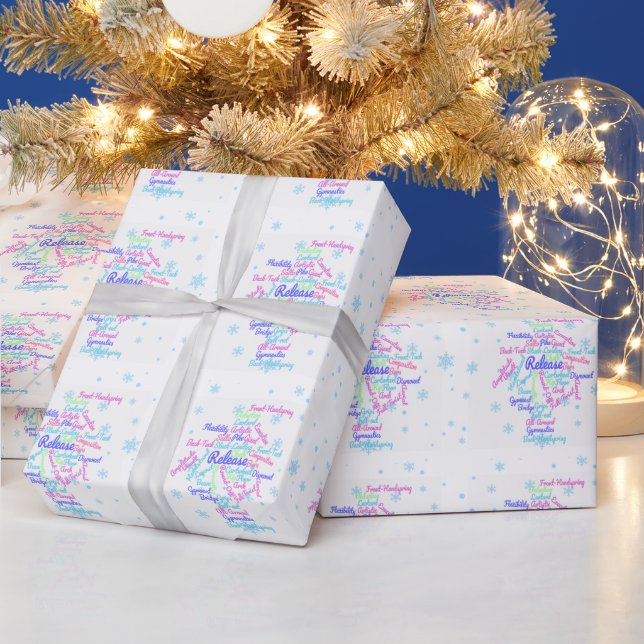 Künstlerische Gymnastik Word Cloud Snowflake Geschenkpapier (Feiertage)