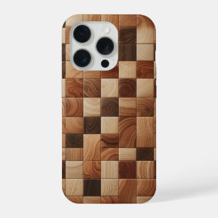 Künstlerische Handwerk Naturholz-Mosaik-Handyhülle iPhone 15 Pro Hülle