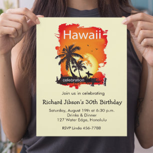 Künstlerische Hawaii-Strand-Sonnenuntergangs-Party Einladung