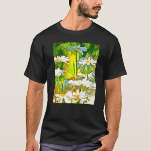 Künstlerische helle und bunte weiße Gartengänseblü T-Shirt