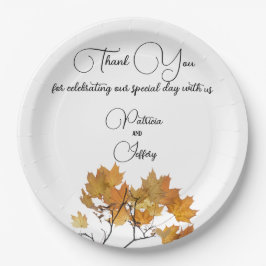 Künstlerische Herbstleaves Hochzeit Pappteller