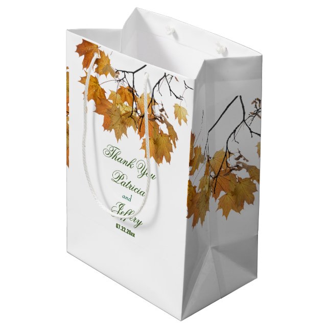 Künstlerische Herbstleaves mit mittelgroßen Gesche Mittlere Geschenktüte (Rückseite Schrägansicht)