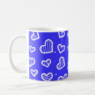 Künstlerische Herzen Nahtloses Muster Blaues Hinte Kaffeetasse
