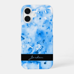 Künstlerische himmelblaue Wasserfarben-Spritzer mi iPhone 16 Hülle