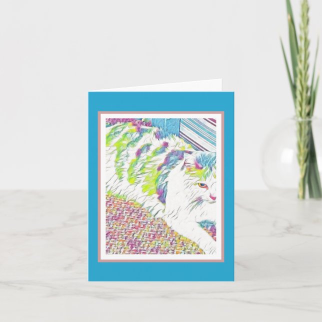 Künstlerische Hübsche Katze Illustration Karte (Vorderseite)