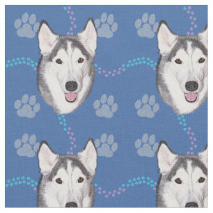 Künstlerische Hunde - Sibirischer Husky v1 Stoff