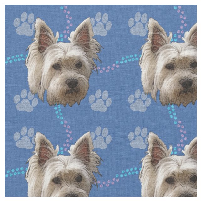 Künstlerische Hunde - West Highland White Terrier  Stoff (Nahaufnahme)