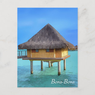 Künstlerische Illustration des Bungalows Bora-Bora Postkarte