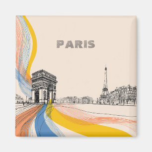 künstlerische Illustration ikonischer Pariser Wahr Magnet