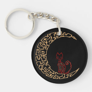 Künstlerische Katze auf dem Mond Design Schlüssela Schlüsselanhänger