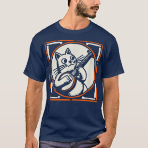 Künstlerische Katze Banjo Player Alberne Musik Kun T-Shirt
