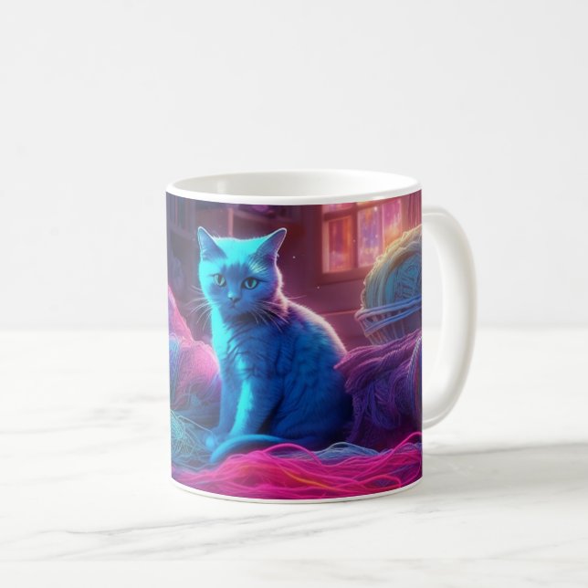 Künstlerische Katze Kaffeetasse (VorderseiteRechts)