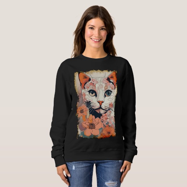 Künstlerische Katze Sweatshirt (Vorne ganz)