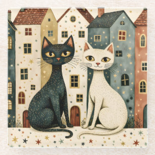 Künstlerische Katzen Glasuntersetzer