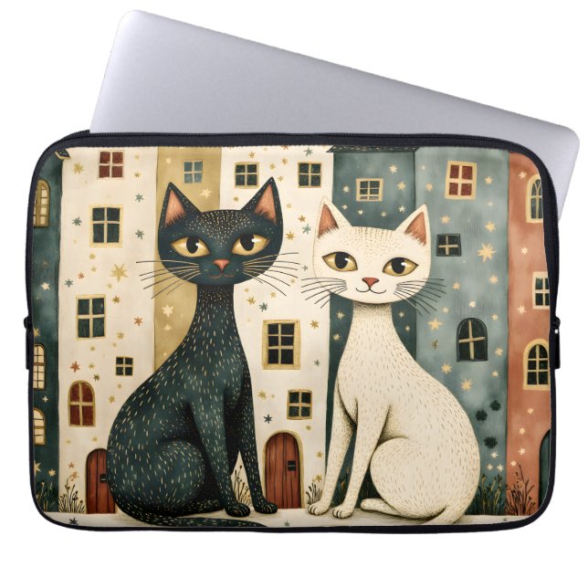 Künstlerische Katzen  Laptopschutzhülle (Vorderseite)