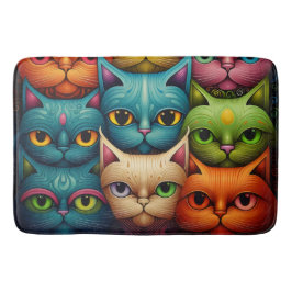Künstlerische Katzenfamilie Badematte