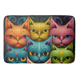 Künstlerische Katzenfamilie Badematte
