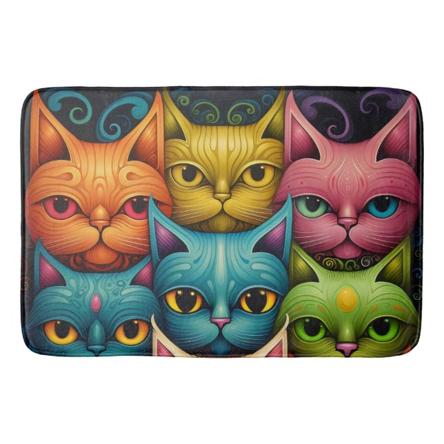 Künstlerische Katzenfamilie Badematte (Vorderseite)