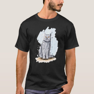 Künstlerische Katzenhandzeichnung einer Britisch K T-Shirt