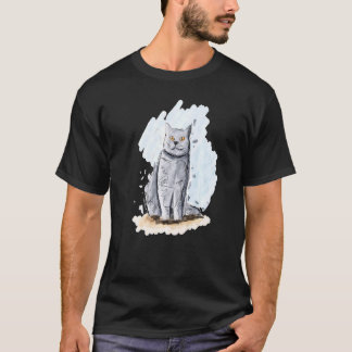 Künstlerische Katzenhandzeichnung einer Britisch K T-Shirt