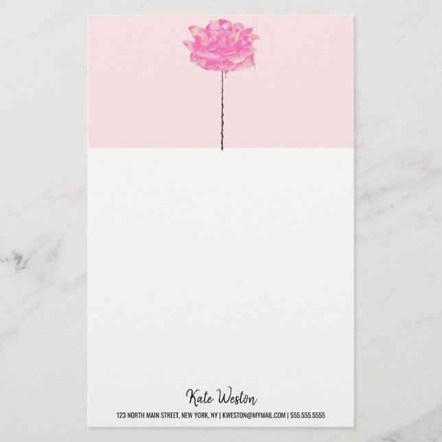 Künstlerische Korallenrosa Blume Tropfstein Wasser Briefpapier (Vorderseite)