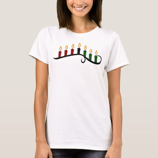 Künstlerische Kwanzaa Kinara T-Shirt (Vorderseite)