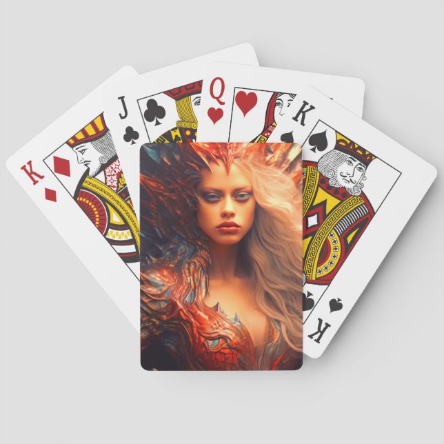 Künstlerische Lady Spielkarten (Rückseite)