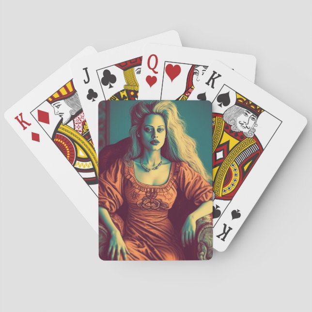 Künstlerische Lady Spielkarten (Rückseite)