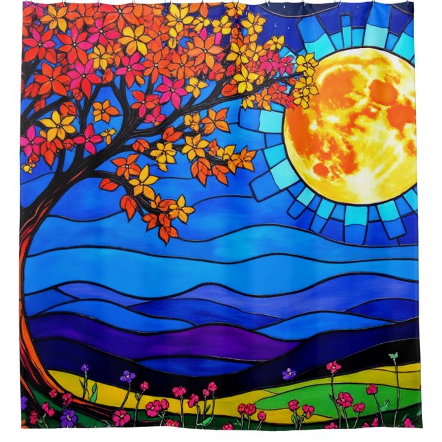 Künstlerische Landschaft Duschvorhang (Vorderseite)