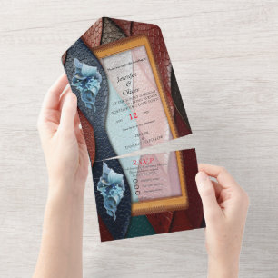 Künstlerische Lederstruktur-Kunstdesigns All In One Einladung