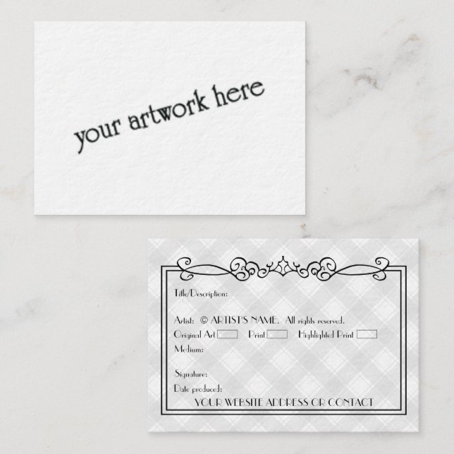 Künstlerische leere ACEO Miniaturkunstkarten mit C Visitenkarte (Vorne/Hinten)