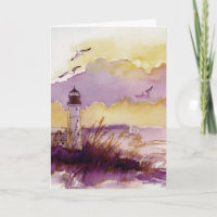 Künstlerische Leuchtturm Aquarellkarte