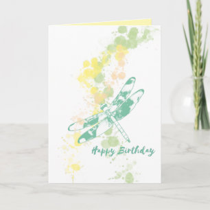 Künstlerische Libelle Happy Birthday Card Karte