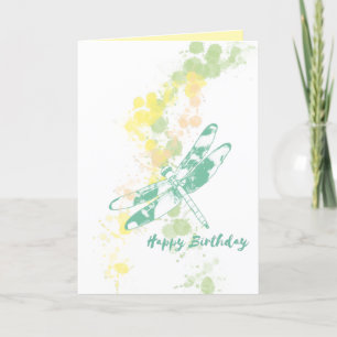 Künstlerische Libelle Happy Birthday Card Karte