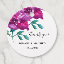 Künstlerische Lila Rose Wasserfarben Handgemalt Geschenkanhänger