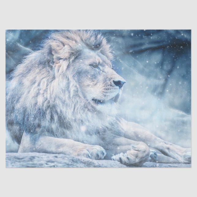 Künstlerische Lion Art Blue Decoupage Seidenpapier (Vorderseite)